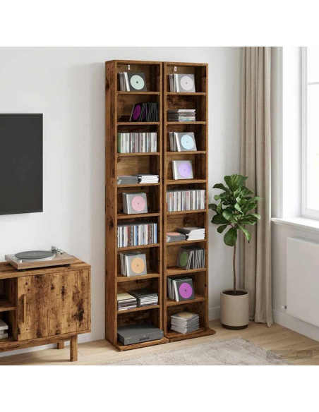 Mobile per CD 2 pz Legno antico 33 x 23,5 x 175 cm