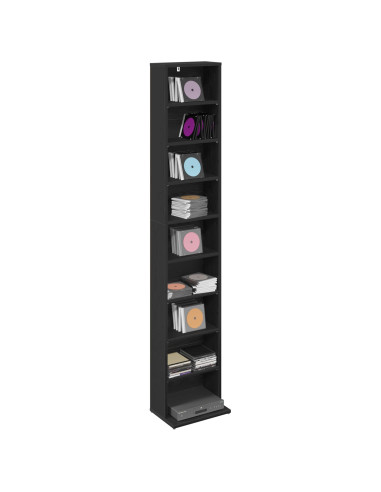 Mobile per CD Rovere Nero 33 x 23,5 x 175 cm