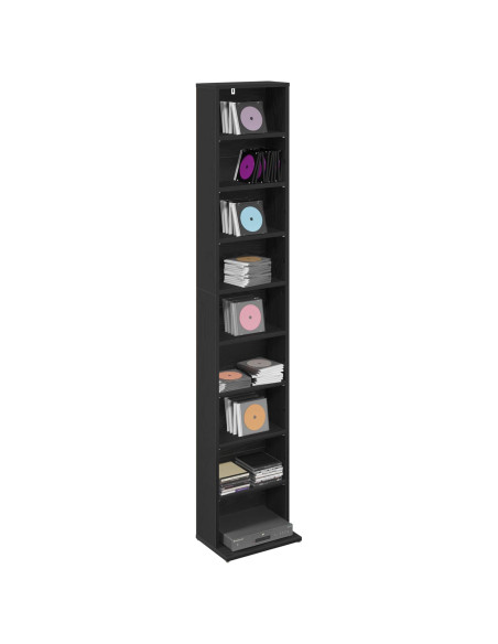 Mobile per CD Rovere Nero 33 x 23,5 x 175 cm