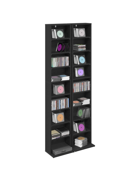 Mobile per CD 2 pz Rovere Nero 33 x 23,5 x 175 cm