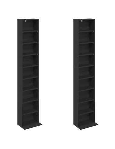 Mobile per CD 2 pz Rovere Nero 33 x 23,5 x 175 cm