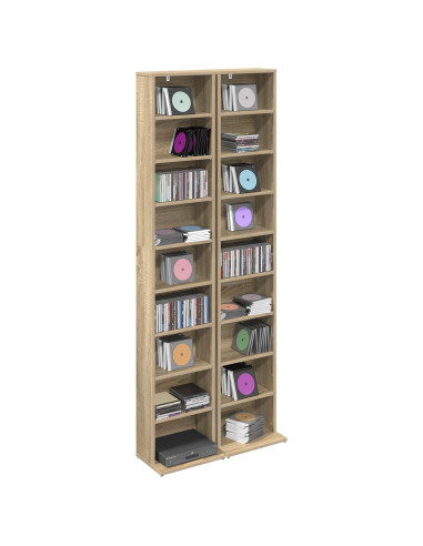 Mobile per CD 2 pz Rovere Sonoma 33 x 23,5 x 175 cm