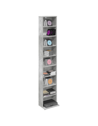 Mobile per CD Grigio Cemento 33 x 23,5 x 175 cm