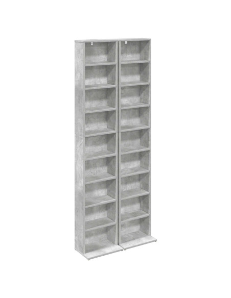 Mobile per CD 2 pz Grigio Cemento 33 x 23,5 x 175 cm