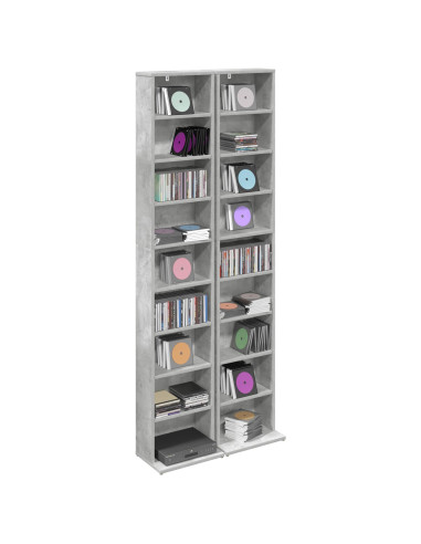 Mobile per CD 2 pz Grigio Cemento 33 x 23,5 x 175 cm
