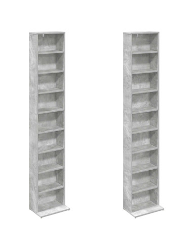 Mobile per CD 2 pz Grigio Cemento 33 x 23,5 x 175 cm