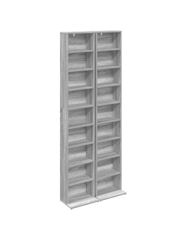 Mobile per CD 2 pz Sonoma grigio 33 x 23,5 x 175 cm