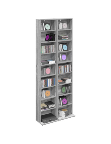 Mobile per CD 2 pz Sonoma grigio 33 x 23,5 x 175 cm