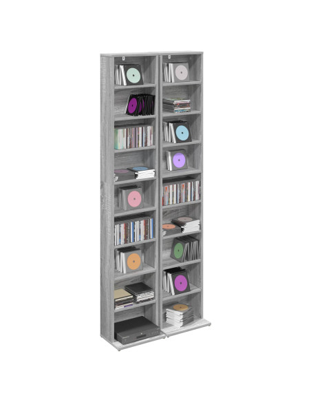 Mobile per CD 2 pz Sonoma grigio 33 x 23,5 x 175 cm