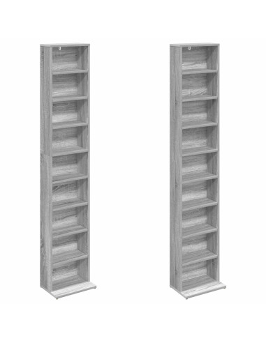 Mobile per CD 2 pz Sonoma grigio 33 x 23,5 x 175 cm