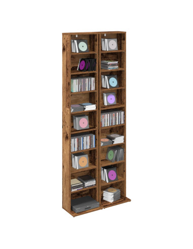 Mobile per CD 2 pz Legno antico 33 x 23,5 x 175 cm