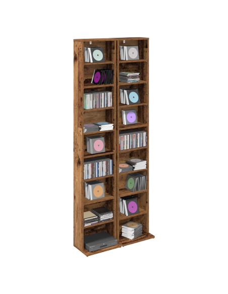 Mobile per CD 2 pz Legno antico 33 x 23,5 x 175 cm