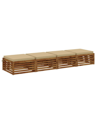 Cuscini per Sedia in 4 Pezzi SOEST 4 pz 100% Poliestere Beige