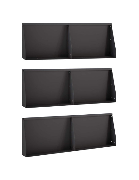 Muro di contenimento 6 pz 60 x 12 x 40 cm Acciaio Nero