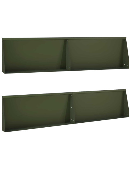 Muro di contenimento 4 pz 100 x 12 x 30 cm Acciaio Verde Oliva