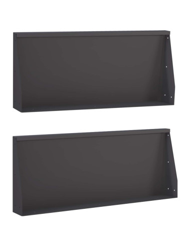 Muro di contenimento 2 pz 100 x 12 x 40 cm Acciaio Nero