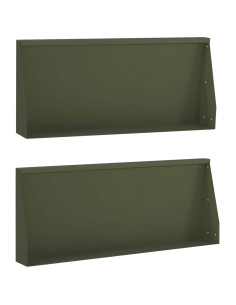 Muro di contenimento 2 pz 100 x 12 x 30 cm Acciaio Verde Oliva 2