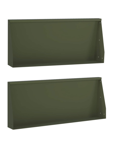 Muro di contenimento 2 pz 100 x 12 x 30 cm Acciaio Verde Oliva