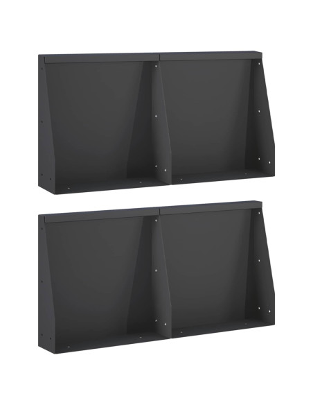 Muro di contenimento 4 pz 40 x 12 x 50 cm Acciaio Nero