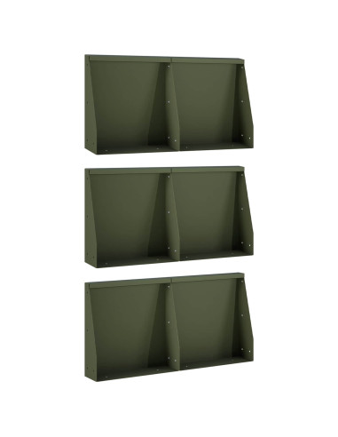 Muro di contenimento 6 pz 40 x 12 x 30 cm Acciaio Verde Oliva