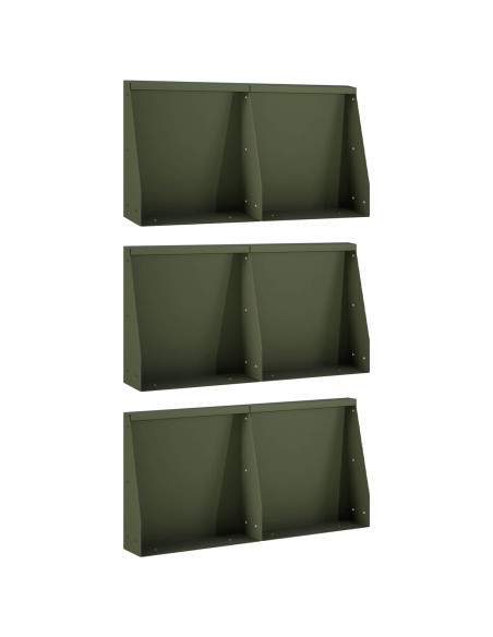 Muro di contenimento 6 pz 40 x 12 x 30 cm Acciaio Verde Oliva