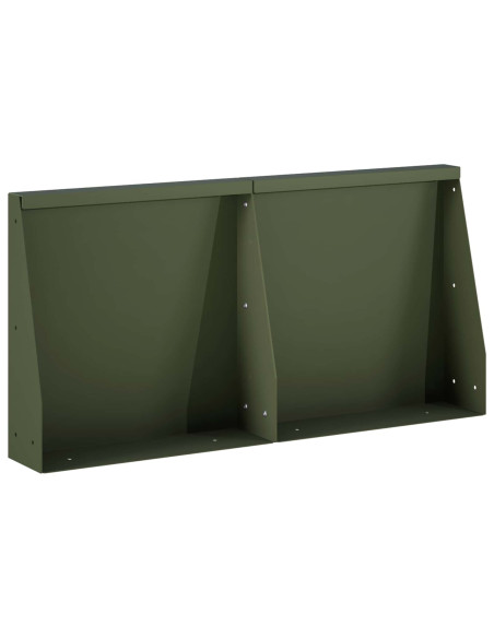 Muro di contenimento 2 pz 40 x 12 x 30 cm Acciaio Verde Oliva