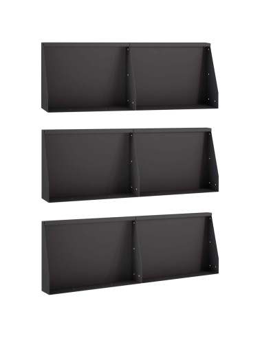 Muro di contenimento 6 pz 60 x 12 x 30 cm Acciaio Nero
