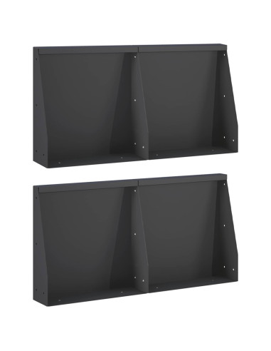 Muro di contenimento 4 pz 40 x 12 x 30 cm Acciaio Nero