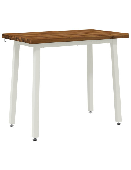 110 x 55 x 75 cm Legno di Acacia Massello Naturale e Bianco