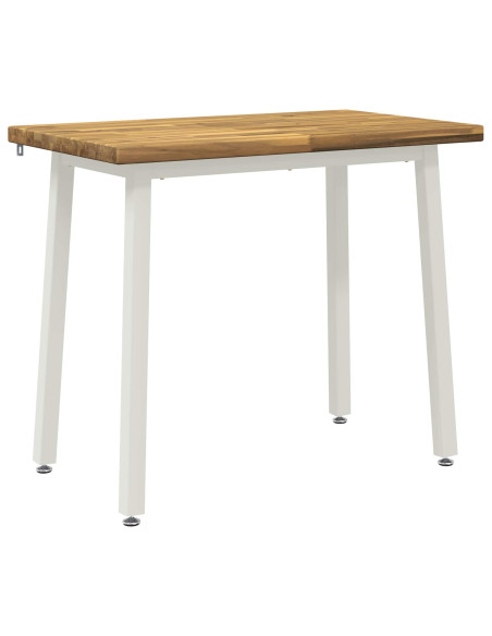 110 x 55 x 75 cm Legno di Acacia Massello Bianco Rettangolare