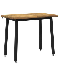 110 x 55 x 75 cm Legno di Acacia Massello Bianco e Nero