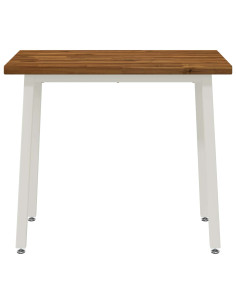 110 x 55 x 75 cm Legno di Acacia Massello Naturale e Bianco 2