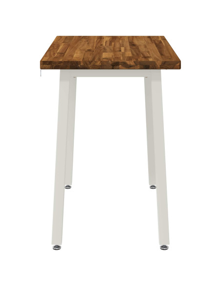 110 x 55 x 75 cm Legno di Acacia Massello Naturale e Bianco