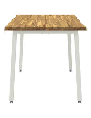 110 x 55 x 75 cm Legno di Acacia Massello Bianco Rettangolare