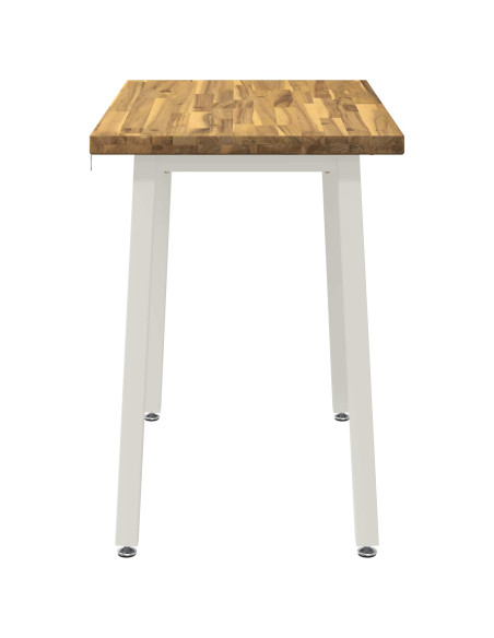 110 x 55 x 75 cm Legno di Acacia Massello Bianco Rettangolare