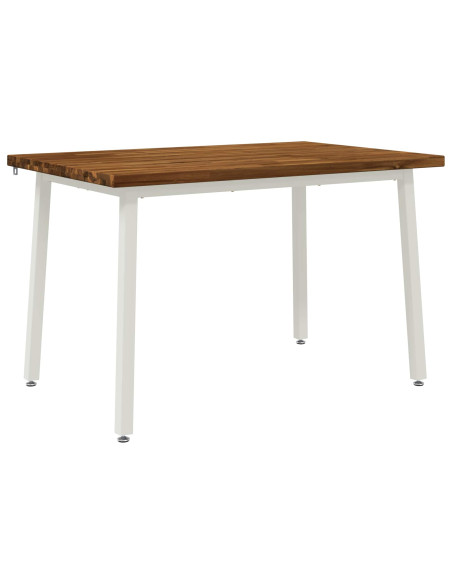 120 x 80 x 75 cm Legno di Acacia Massello Naturale e Bianco