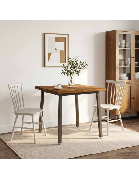 90 x 90 x 75 cm Legno di Acacia Massello Naturale e Caffè