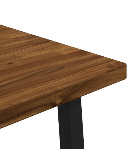120 x 80 x 75 cm Legno di Acacia Massello Naturale e Nero