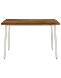 120 x 80 x 75 cm Legno di Acacia Massello Naturale e Bianco 2