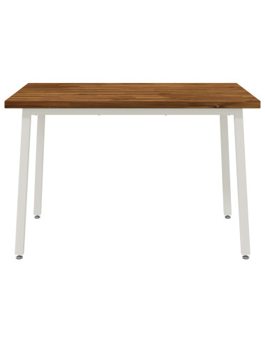 120 x 80 x 75 cm Legno di Acacia Massello Naturale e Bianco