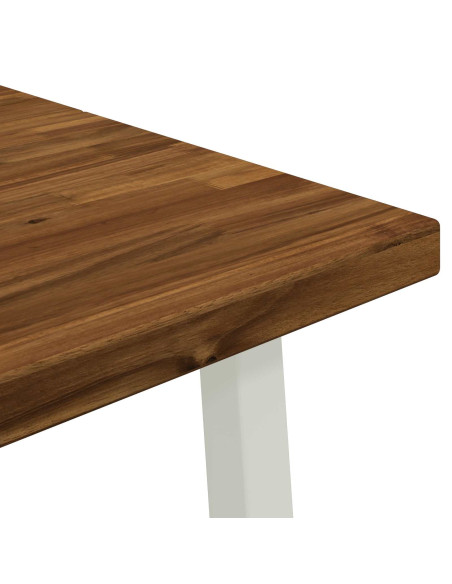 120 x 80 x 75 cm Legno di Acacia Massello Naturale e Bianco