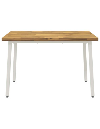 120 x 80 x 75 cm Legno di Acacia Massello Bianco Rettangolare