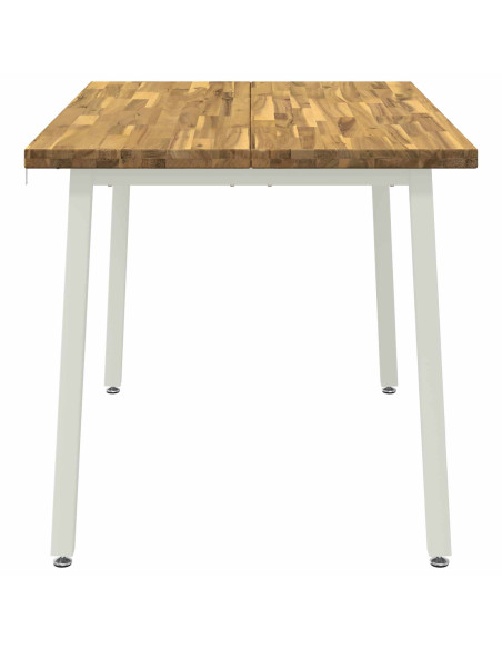 120 x 80 x 75 cm Legno di Acacia Massello Bianco Rettangolare