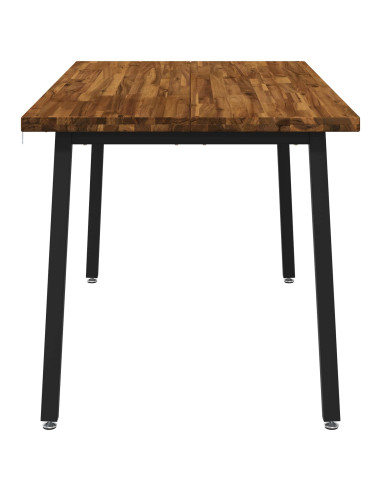 140 x 80 x 75 cm Legno di Acacia Massello Naturale e Nero
