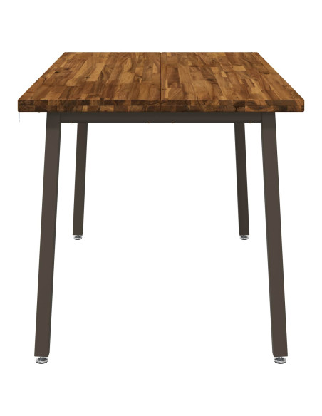 140 x 80 x 75 cm Legno di Acacia Massello Naturale e Caffè