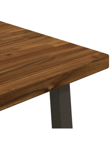 140 x 80 x 75 cm Legno di Acacia Massello Naturale e Caffè
