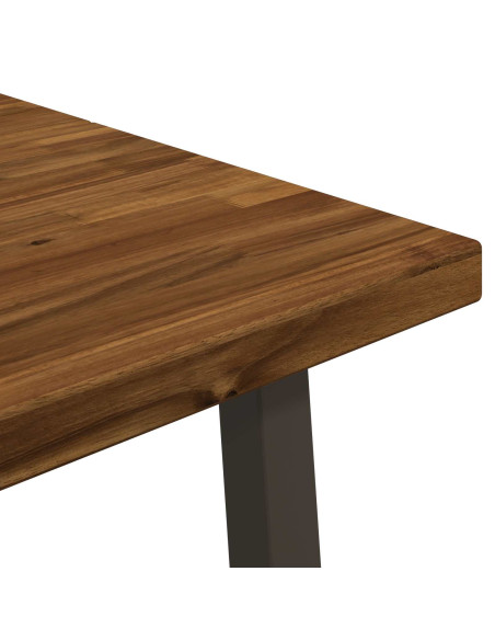 140 x 80 x 75 cm Legno di Acacia Massello Naturale e Caffè