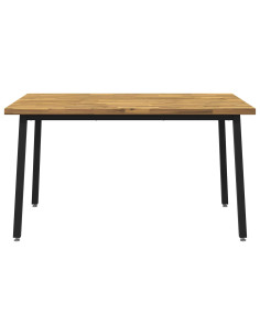 140 x 80 x 75 cm Legno di Acacia Massello Bianco e Nero 2
