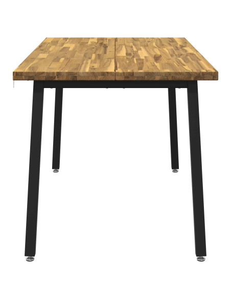 140 x 80 x 75 cm Legno di Acacia Massello Bianco e Nero