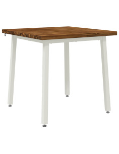 90 x 90 x 75 cm Legno di Acacia Massello Naturale e Bianco 2